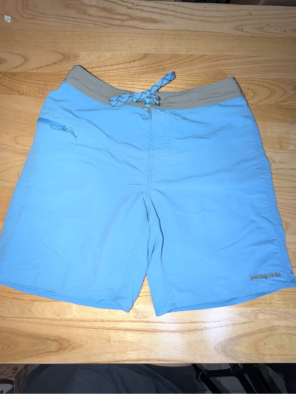 Patagonia Wavefarer Board Shorts Mens 32 Blue Swim Trunks Surf Nylon Zip Pocket